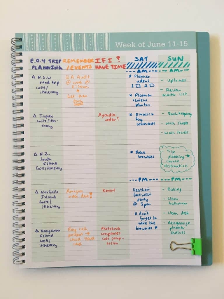 Rainbow Weekly Spread In Converted Blue Sky Teacher Planner All About Planners