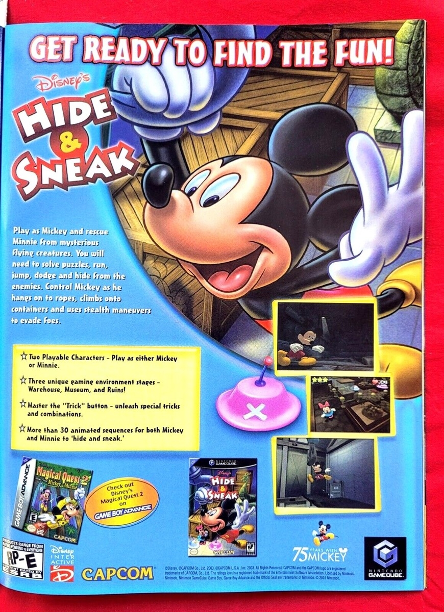 RARE 2004 Disney s HIDE SNEAK Mickey Mouse Nintendo GameCube Promo PRINT AD EBay