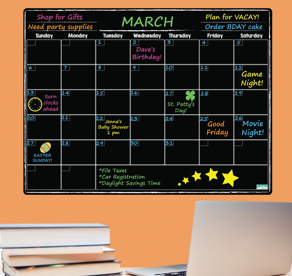 Re Stic Monthly Planner 12 X 16 In Black Dry Erase Surface