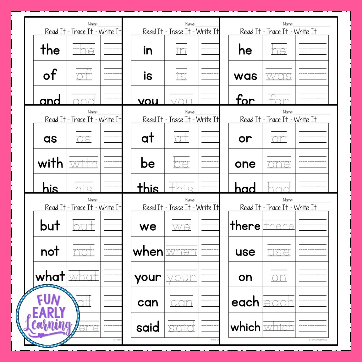 sight word practice worksheets free