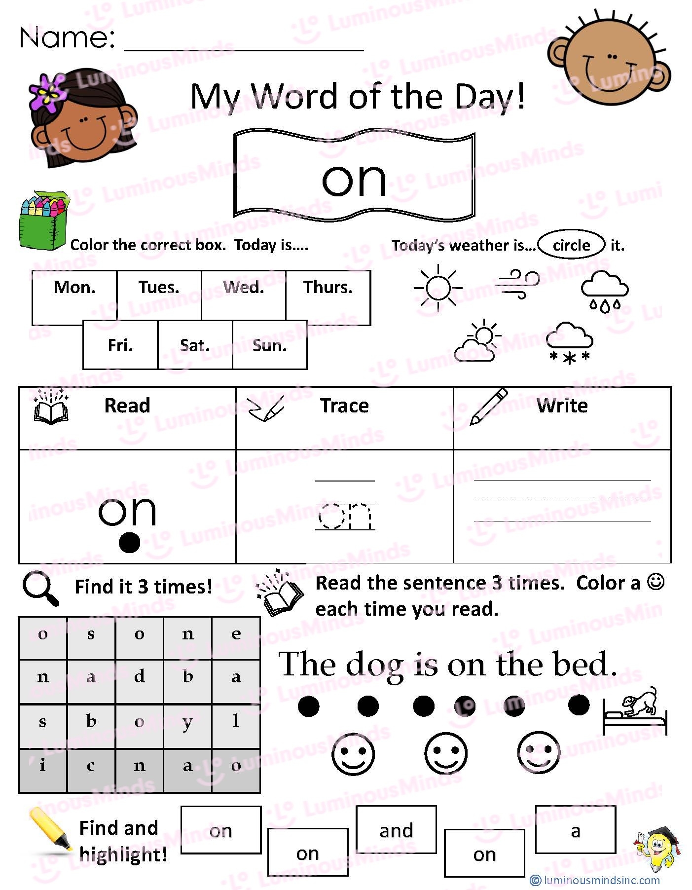 sight word writing practice