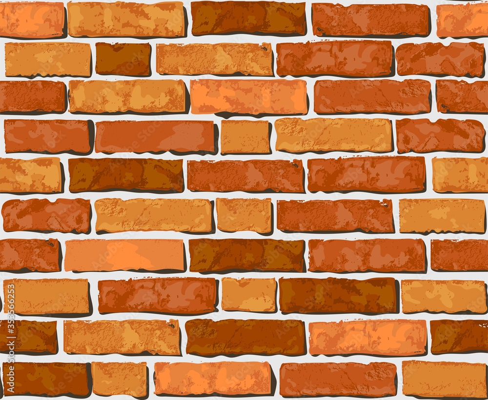 Realistic Vector Brick Wall Seamless Pattern Flat Wall Texture Red Textured Brick Background For Print Paper Design Decor Photo Background Stock vektor Adobe Stock