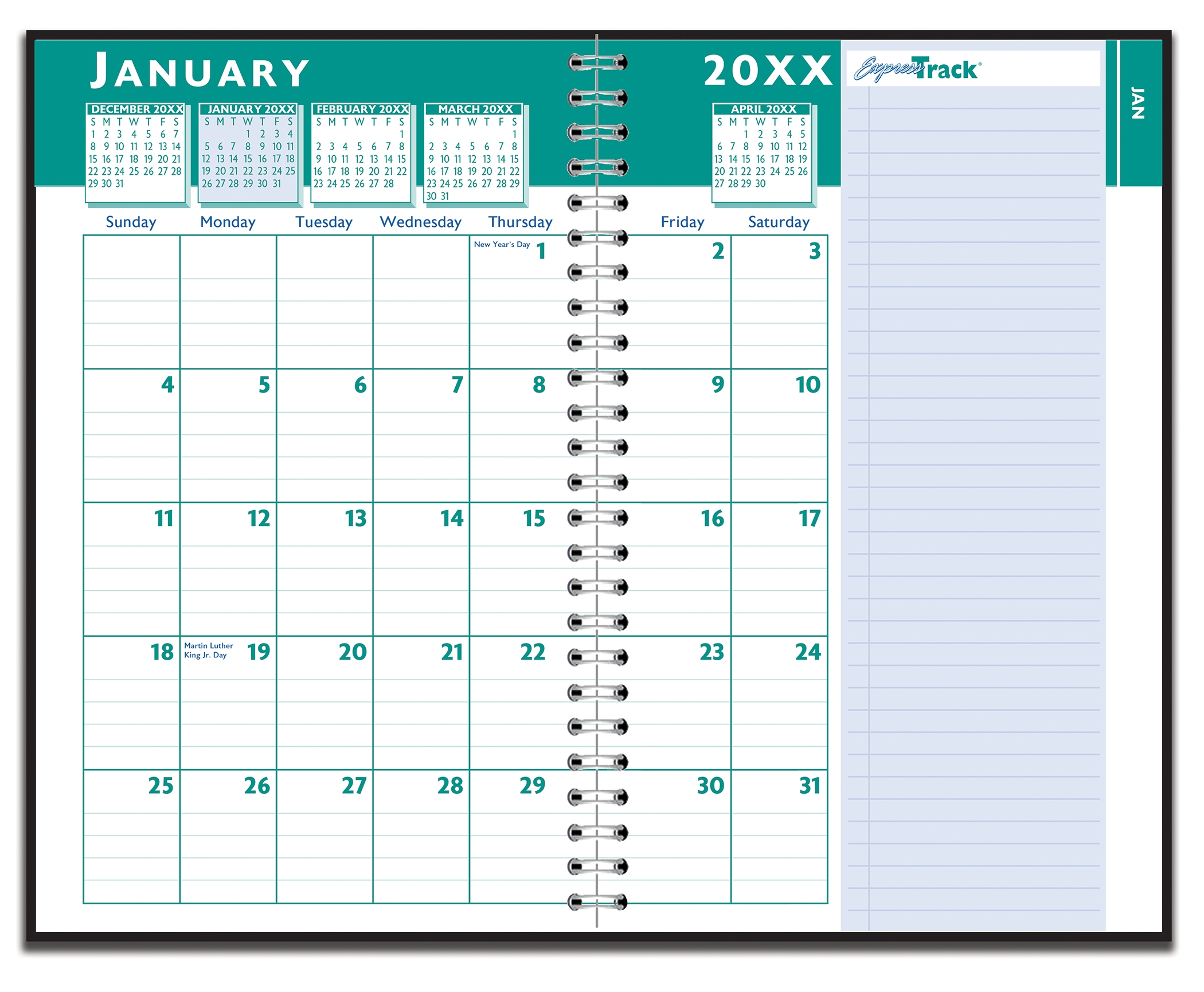 Recycled Weekly Monthly Calendar Express Track Planner