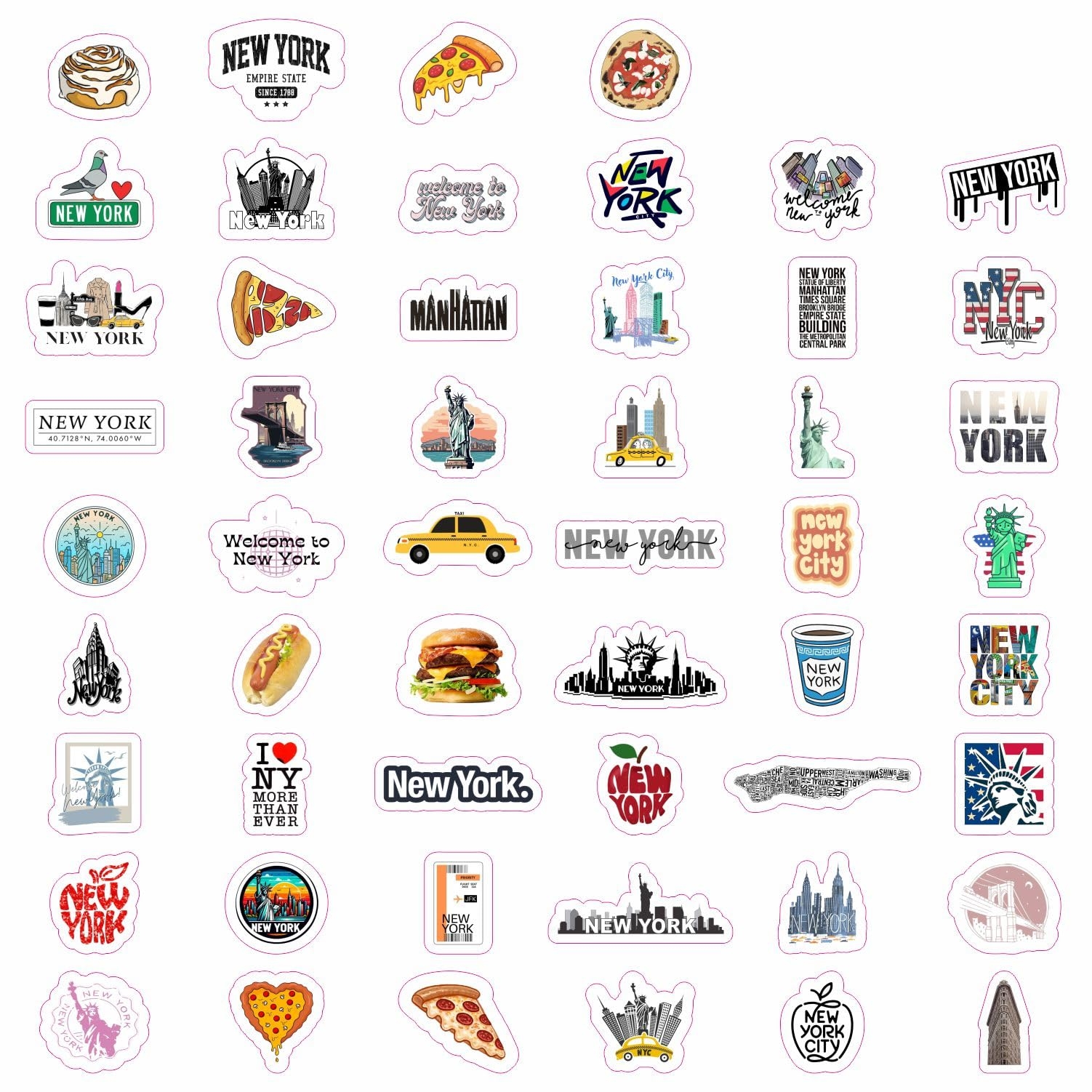 Reflective Rain Gear 50 PCS New York State Stickers Waterproof Vinyl USA Travel Decals For Laptops Water Bottles Best Packable Raincoat For Travel