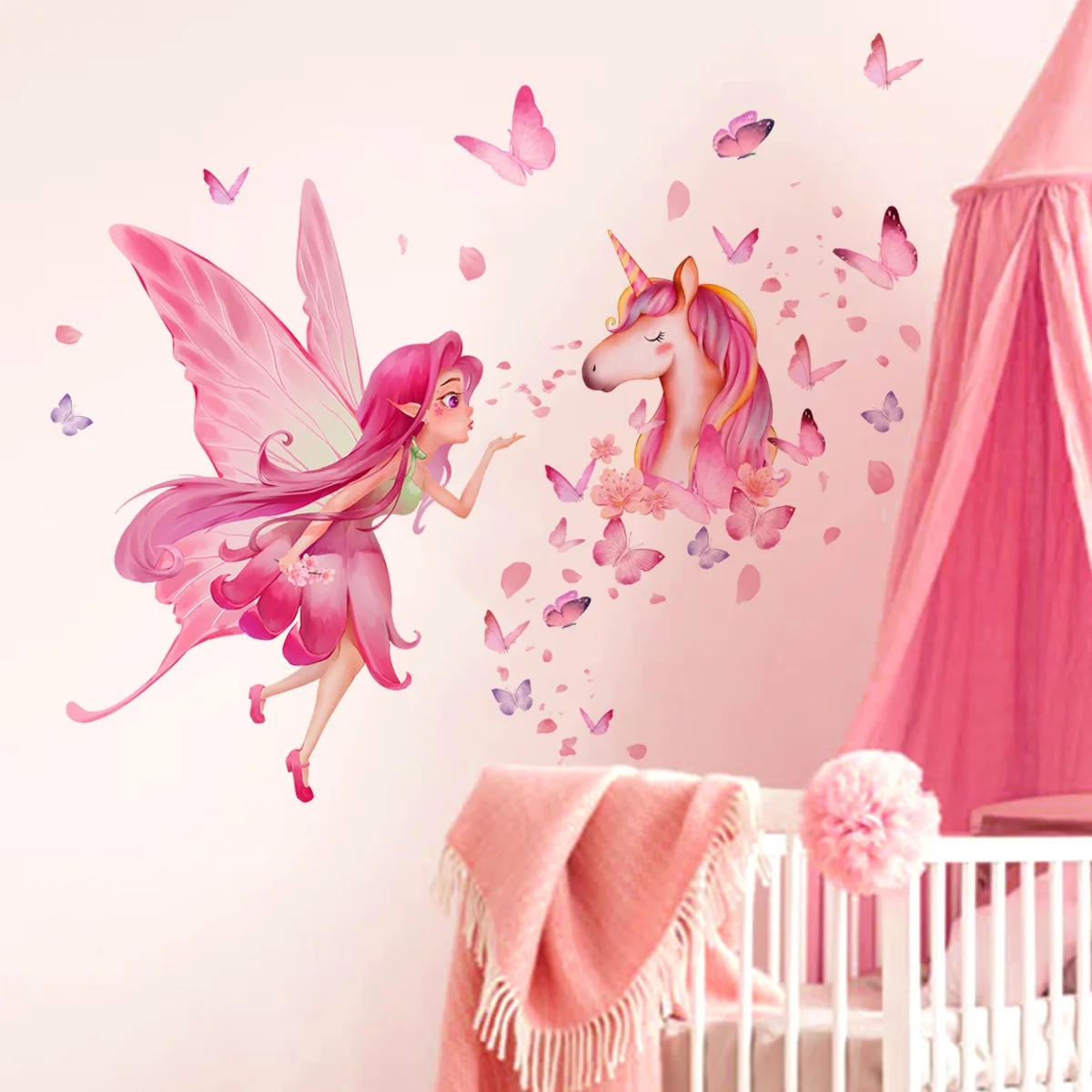 Removable Wall Decal Stickers Wondever Large Peel Stick Wall Art Stickers For Girls Bedroom Kids Room Nursery Rainbow Unicorn Wall Decals