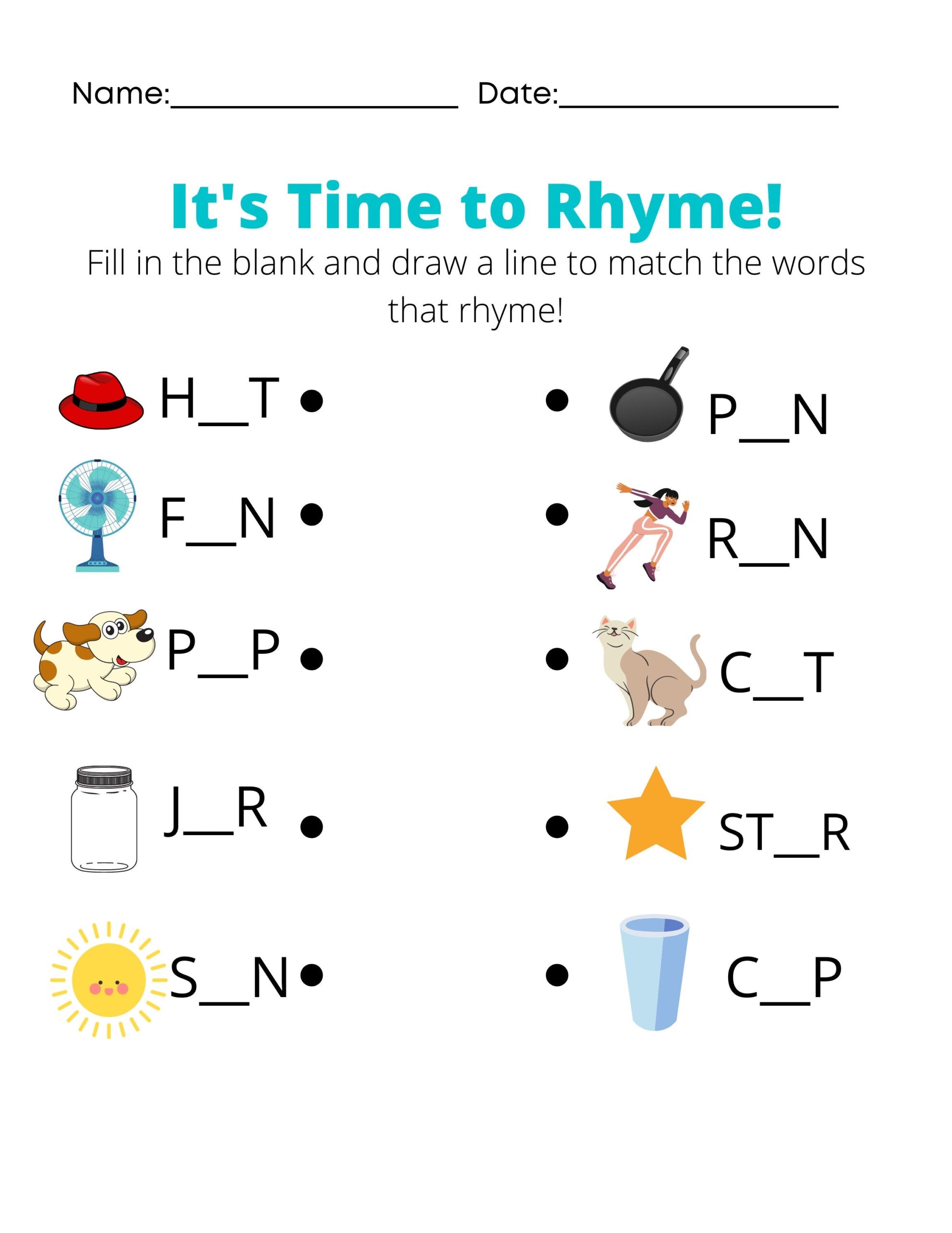 rhyming worksheet for preschool
