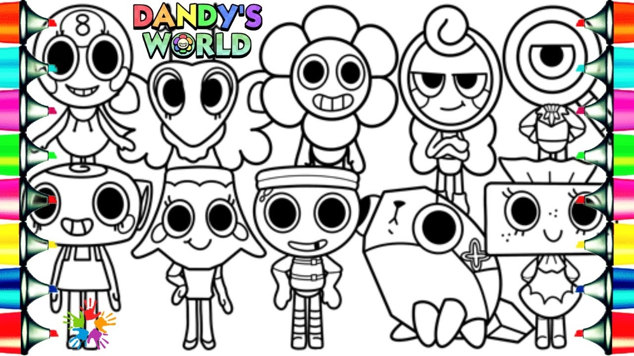 Roblox DANDY s WORLD Coloring Page Finn Shelly Brightney Pebble Tisha Glisten Flutter Rodger YouTube