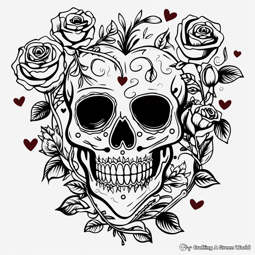 Rose Skull Coloring Pages Free Printable 