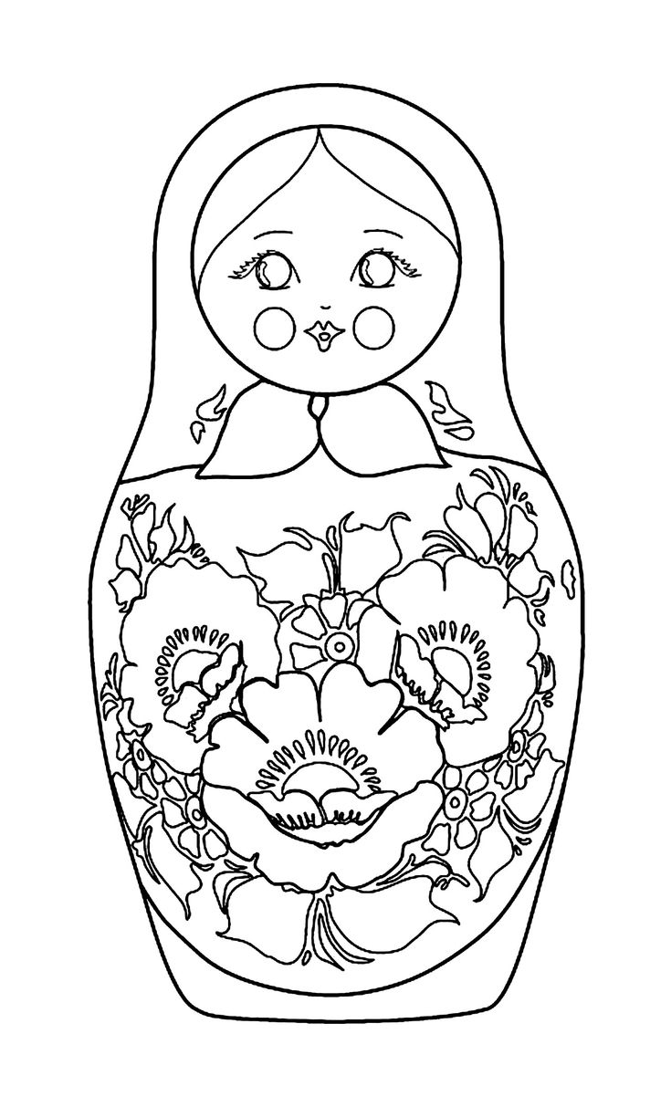 Russian Doll With Beautiful Flowers Russian Doll Coloring Pages