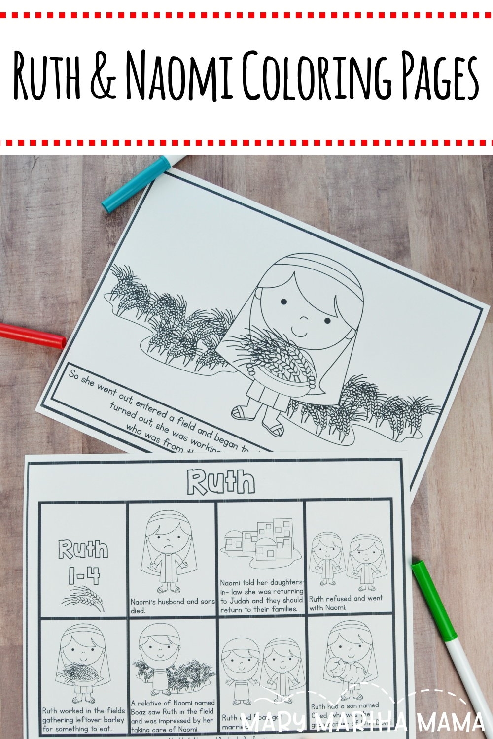 Ruth And Naomi Coloring Pages Mary Martha Mama