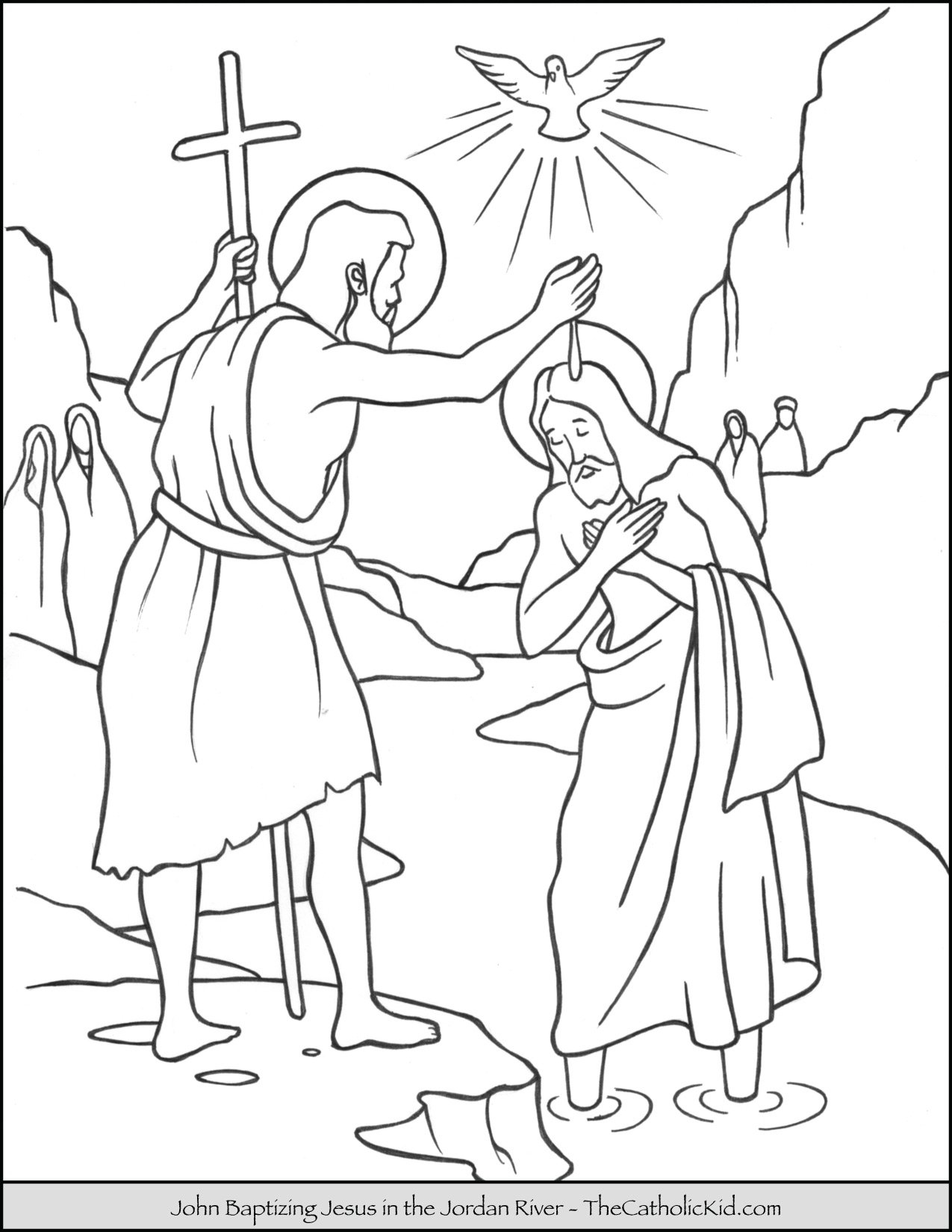 Saint John Baptizing Jesus In The River Jordan Coloring Page TheCatholicKid