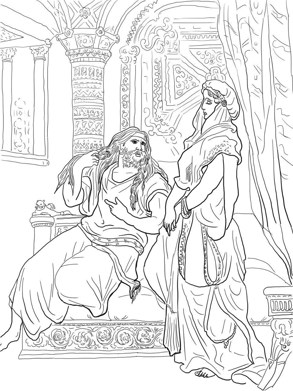 Samson And Delilah Coloring Page Free Printable