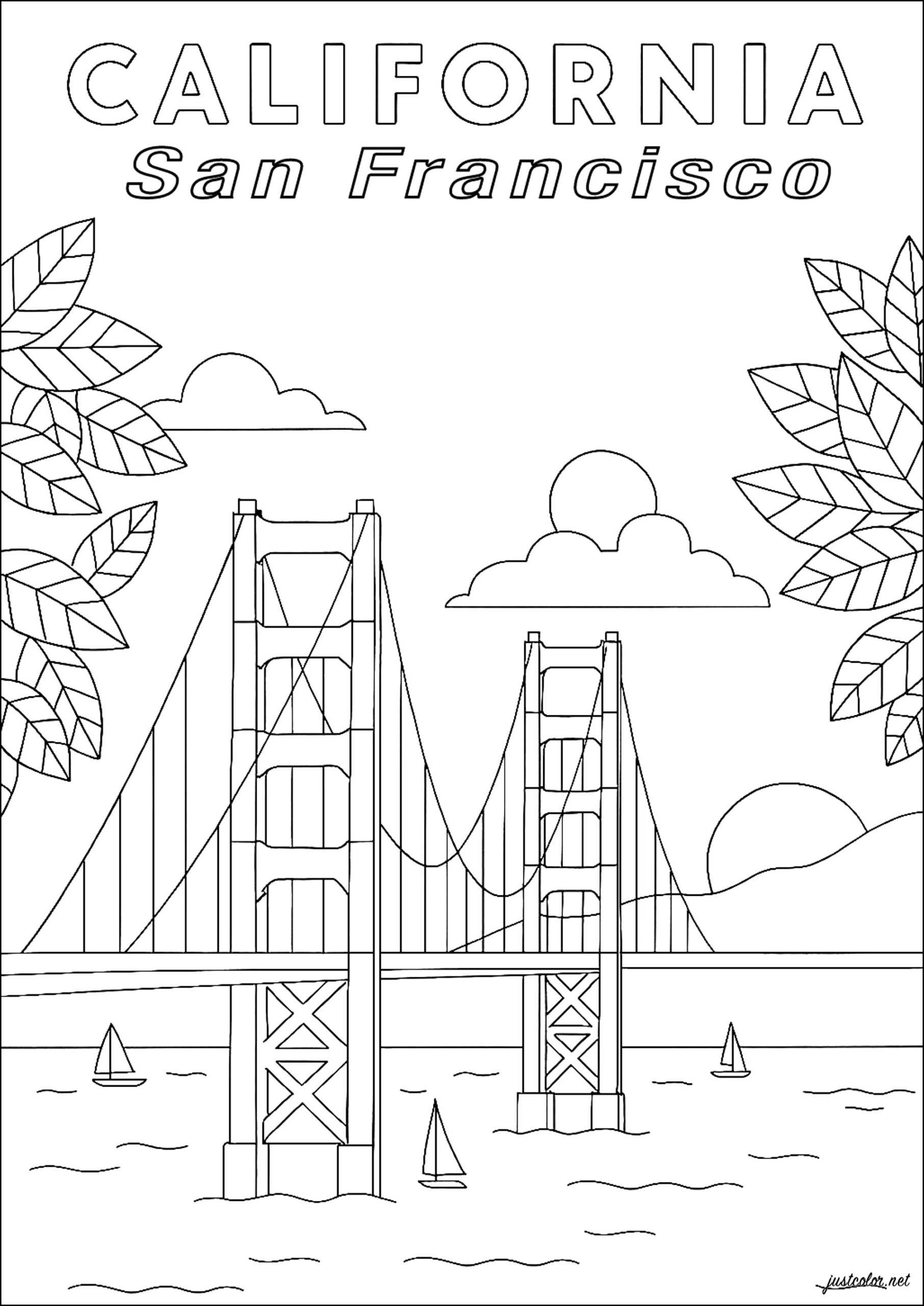 San Francisco s Iconic Bridge California United States Countries Cities And Architecture Coloring Pages