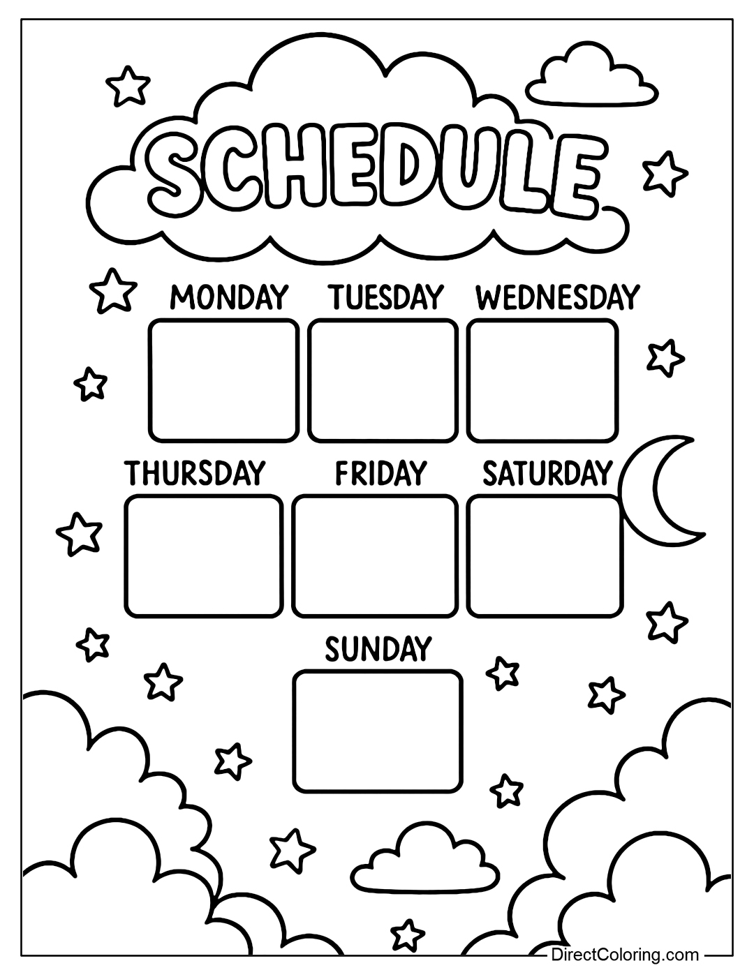 School Schedule Coloring Pages Free PDF To Download And Print