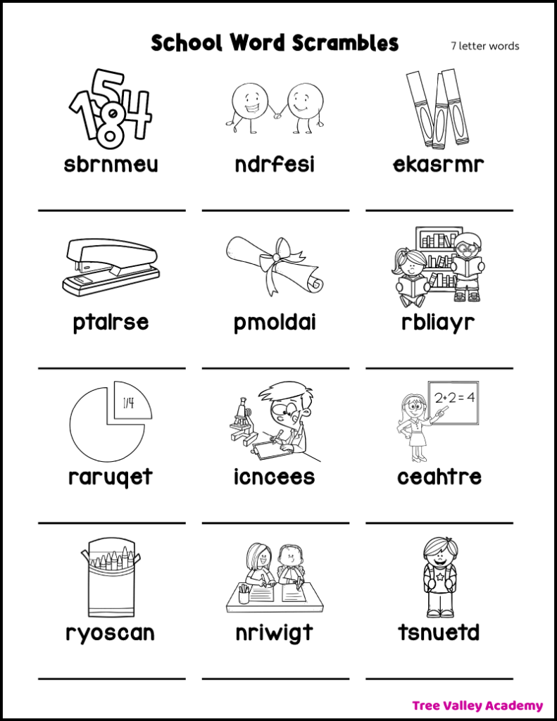 word scramble sheet