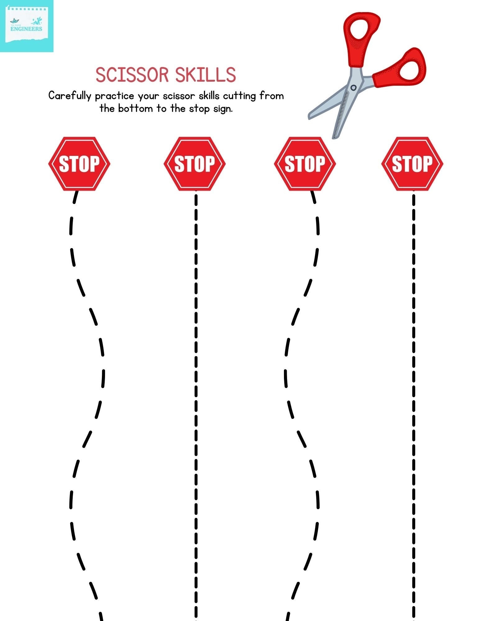 Scissor Skills Cutting Worksheet For Kids Etsy Hong Kong