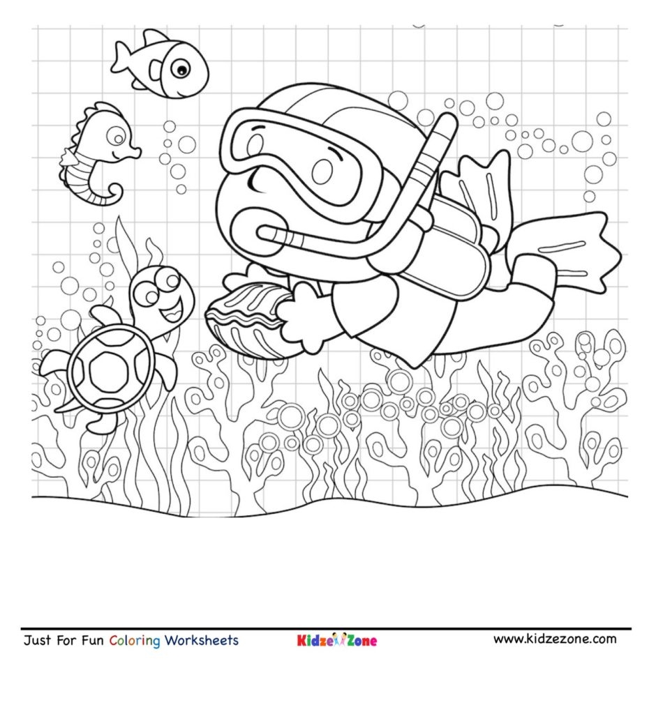 Scuba Diving Coloring Page KidzeZone