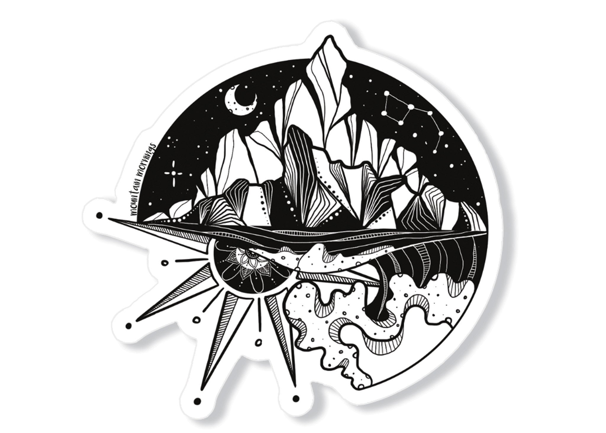 Sea To Sky Mountain Sticker Waterproof Vinyl black And White Etsy