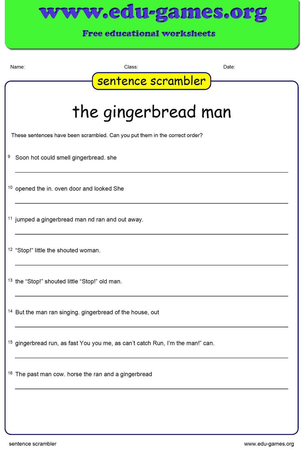 Sentence Scrambler Maker Free Printable Worksheets Edu Games
