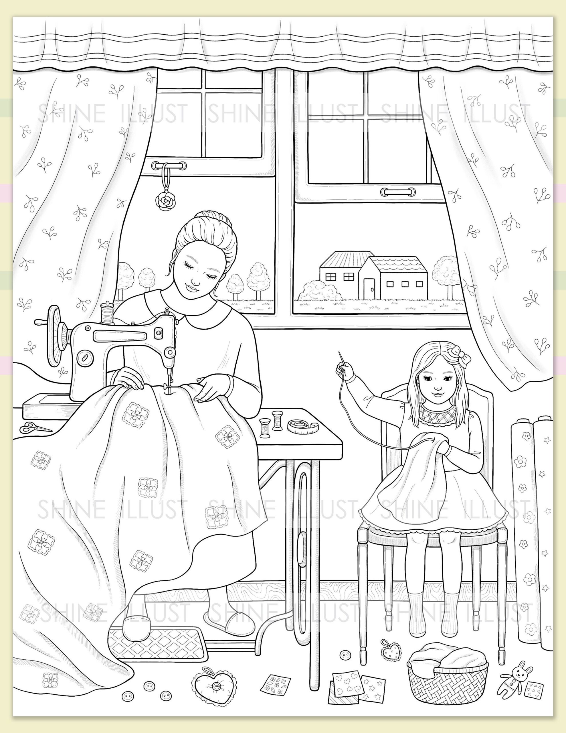mommy and daughter coloring pages