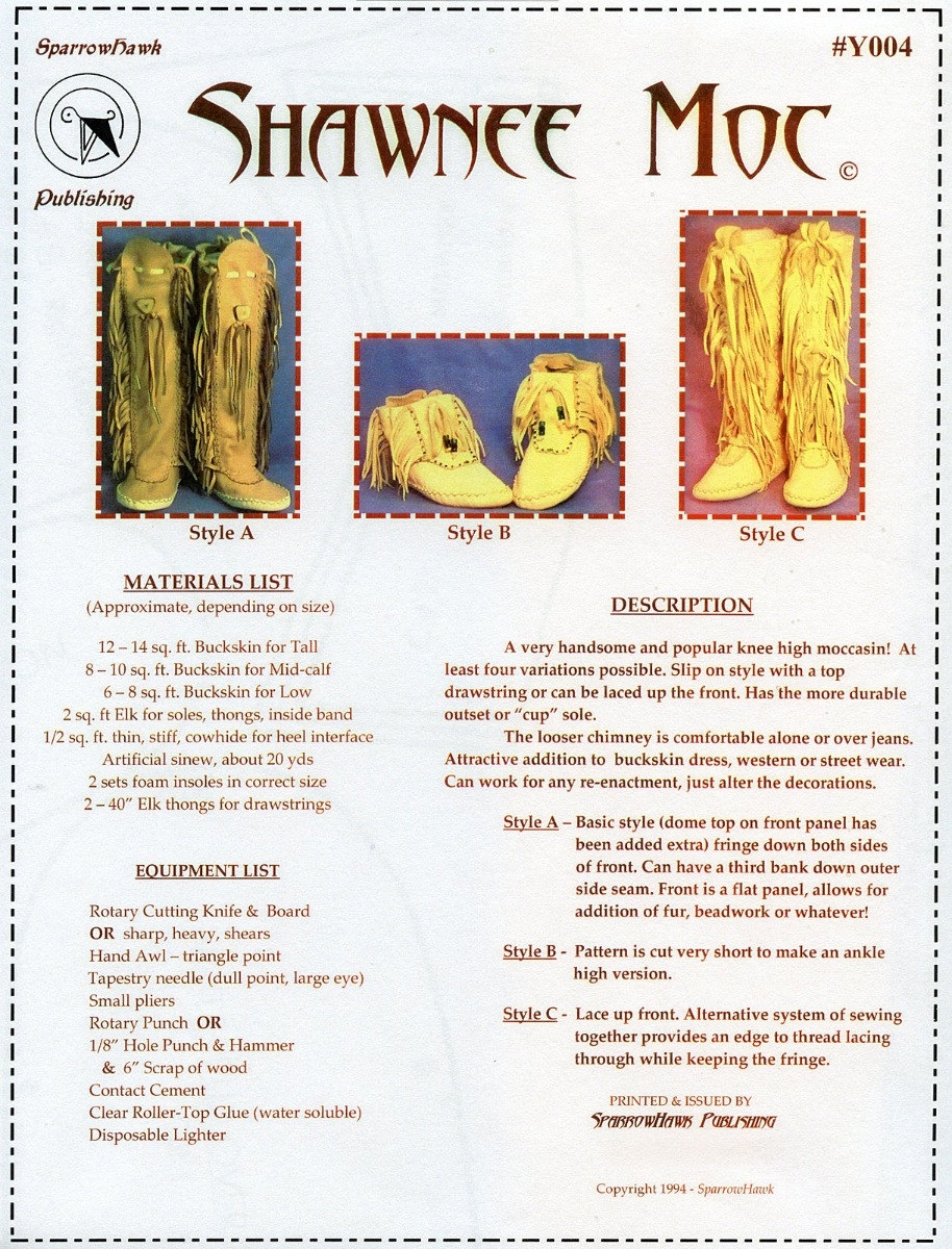 Sewing Pattern For Native American Shawnee Indian Moccasin Includes 3 Styles Ankle Or Knee High Etsy Finland
