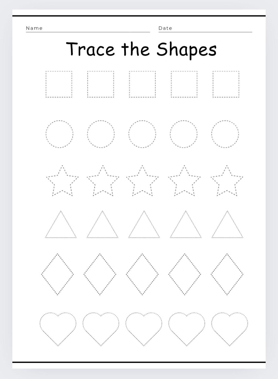 tracing shapes worksheets