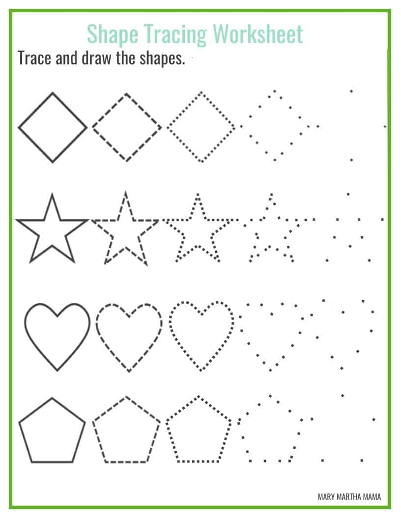shapes tracing worksheet