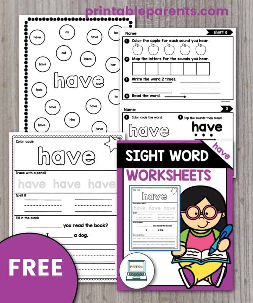 sight word have worksheet