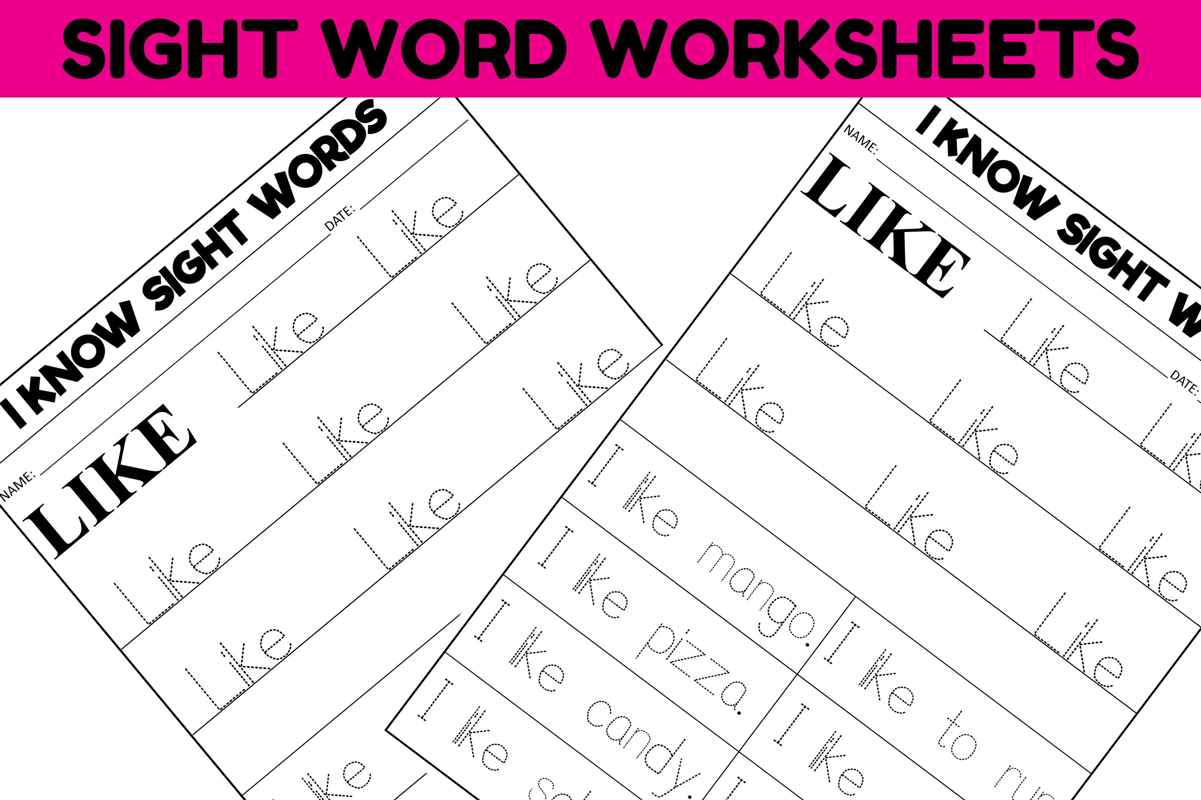 sight word like worksheet