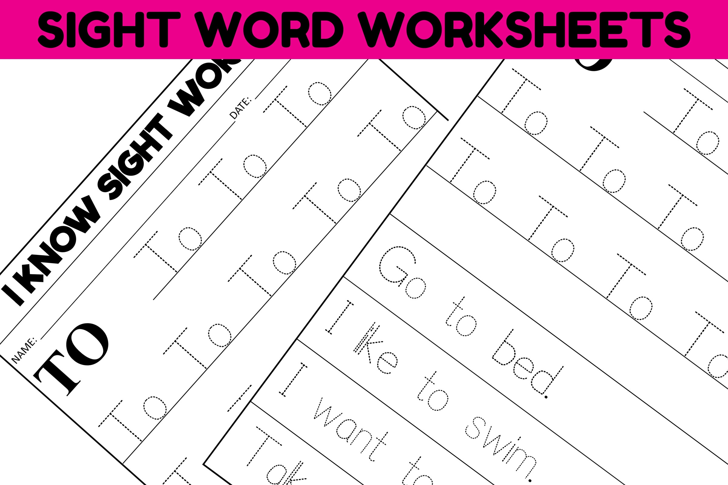 sight word to worksheet