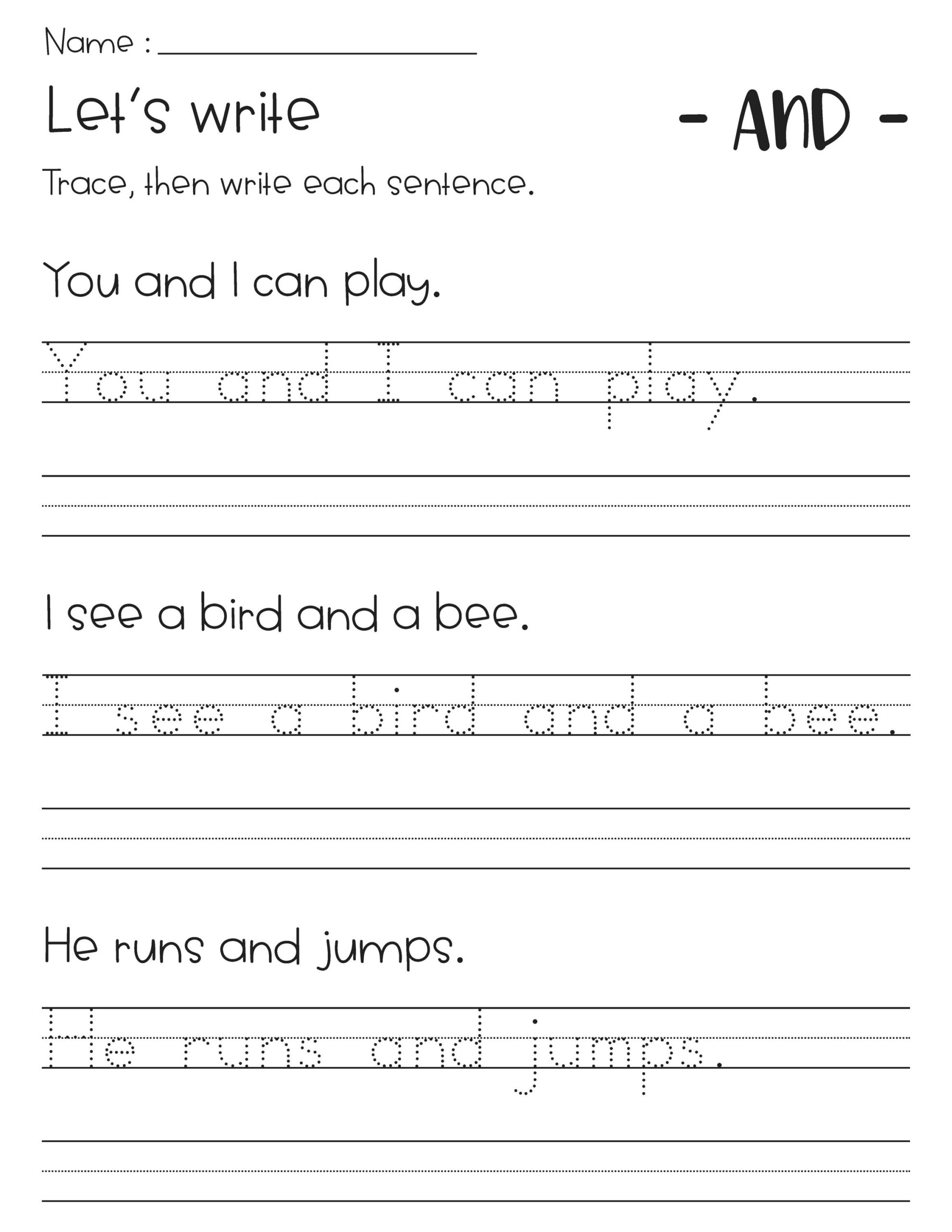 Sight Word Sentences Writing And Tracing Worksheets Etsy