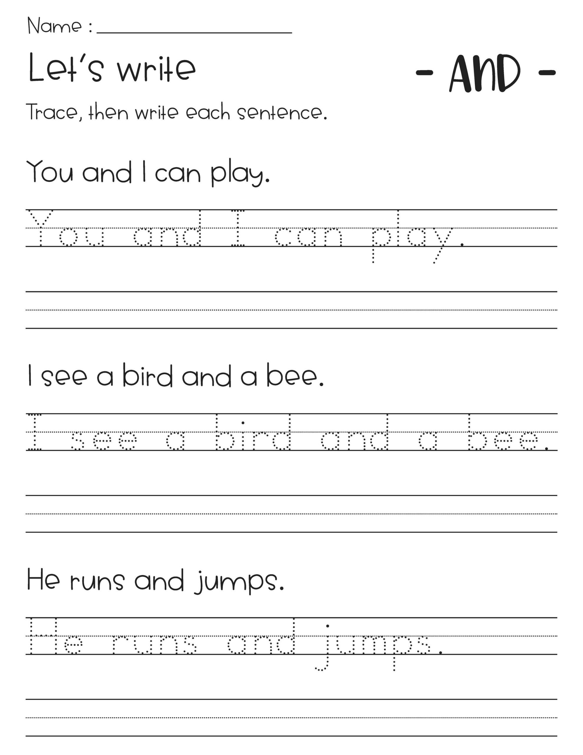 Sight Word Sentences Writing And Tracing Worksheets Etsy