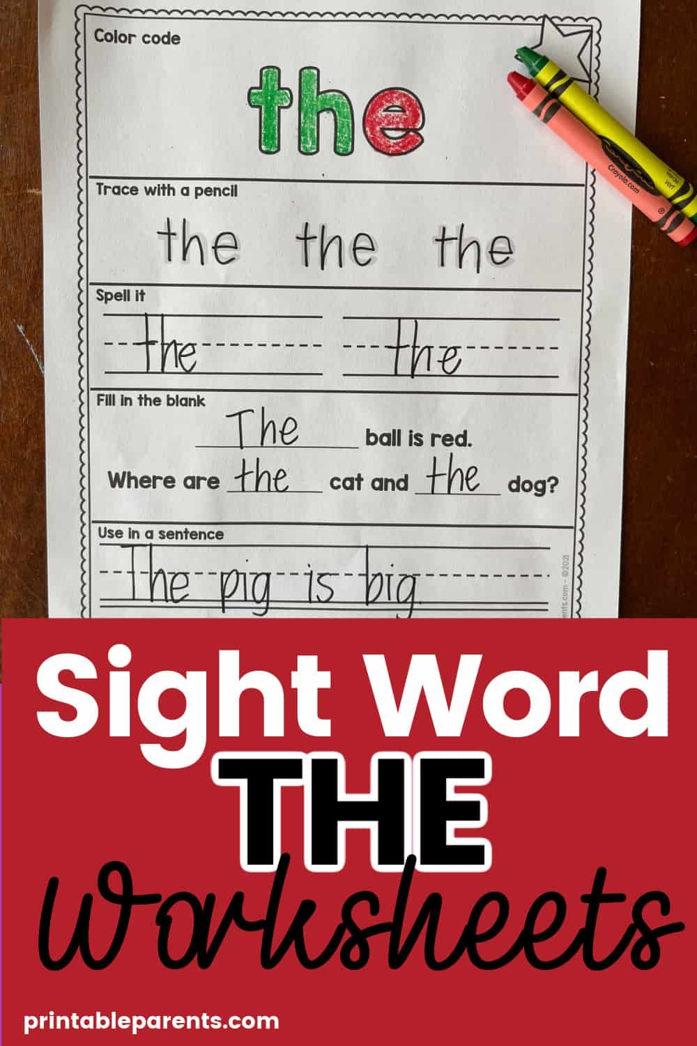 sight word the worksheet