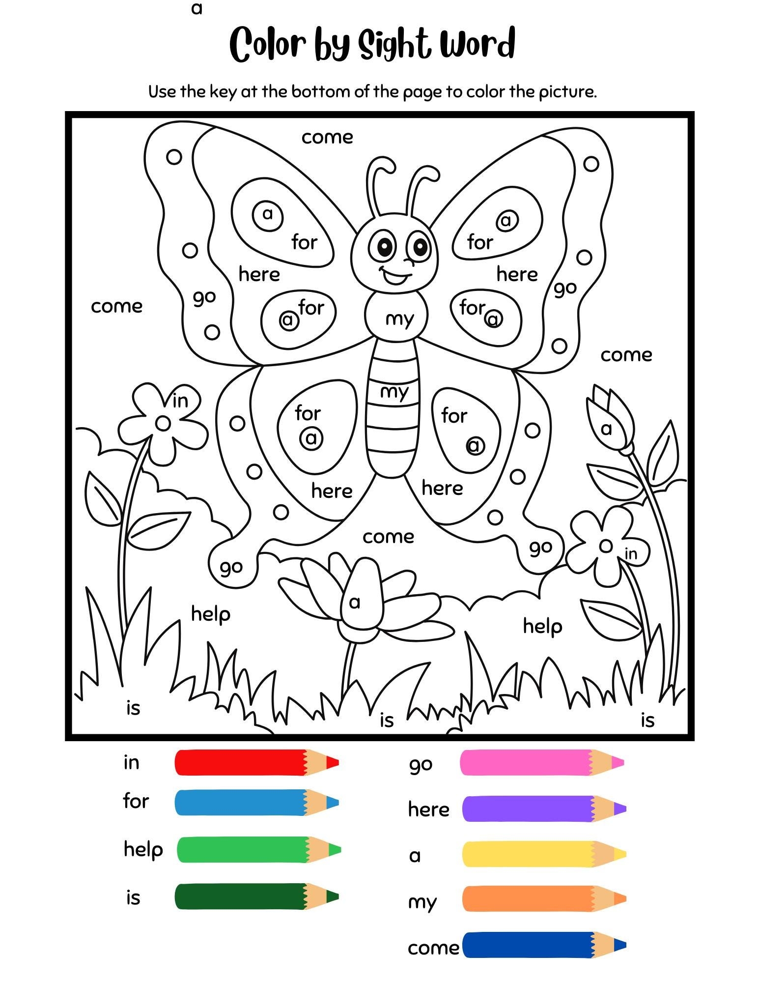 color sight words coloring sheets