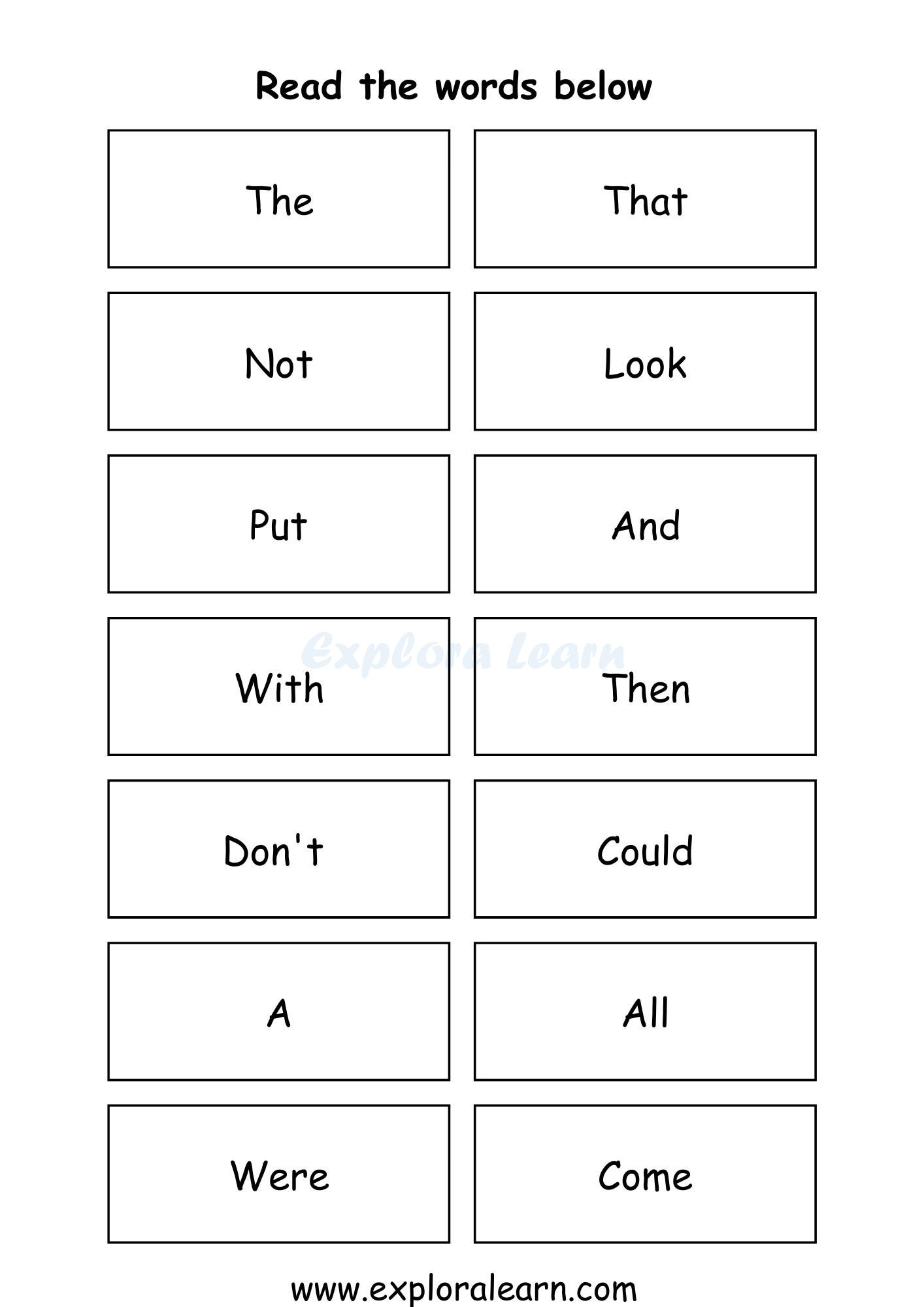 sight words worksheet