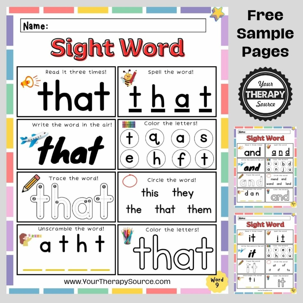 sight words kindergarten worksheet