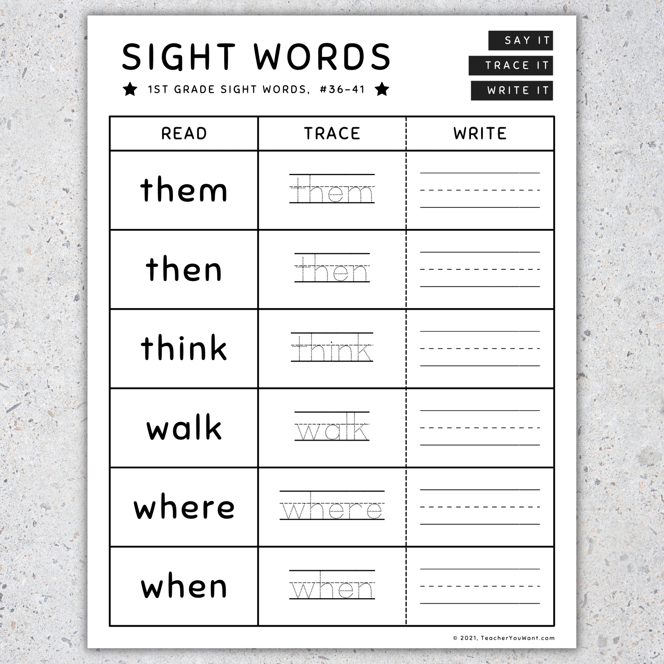 Sight Words Read Trace And Write Worksheets Pre K To 1st Grade SET 4 Made By Teachers