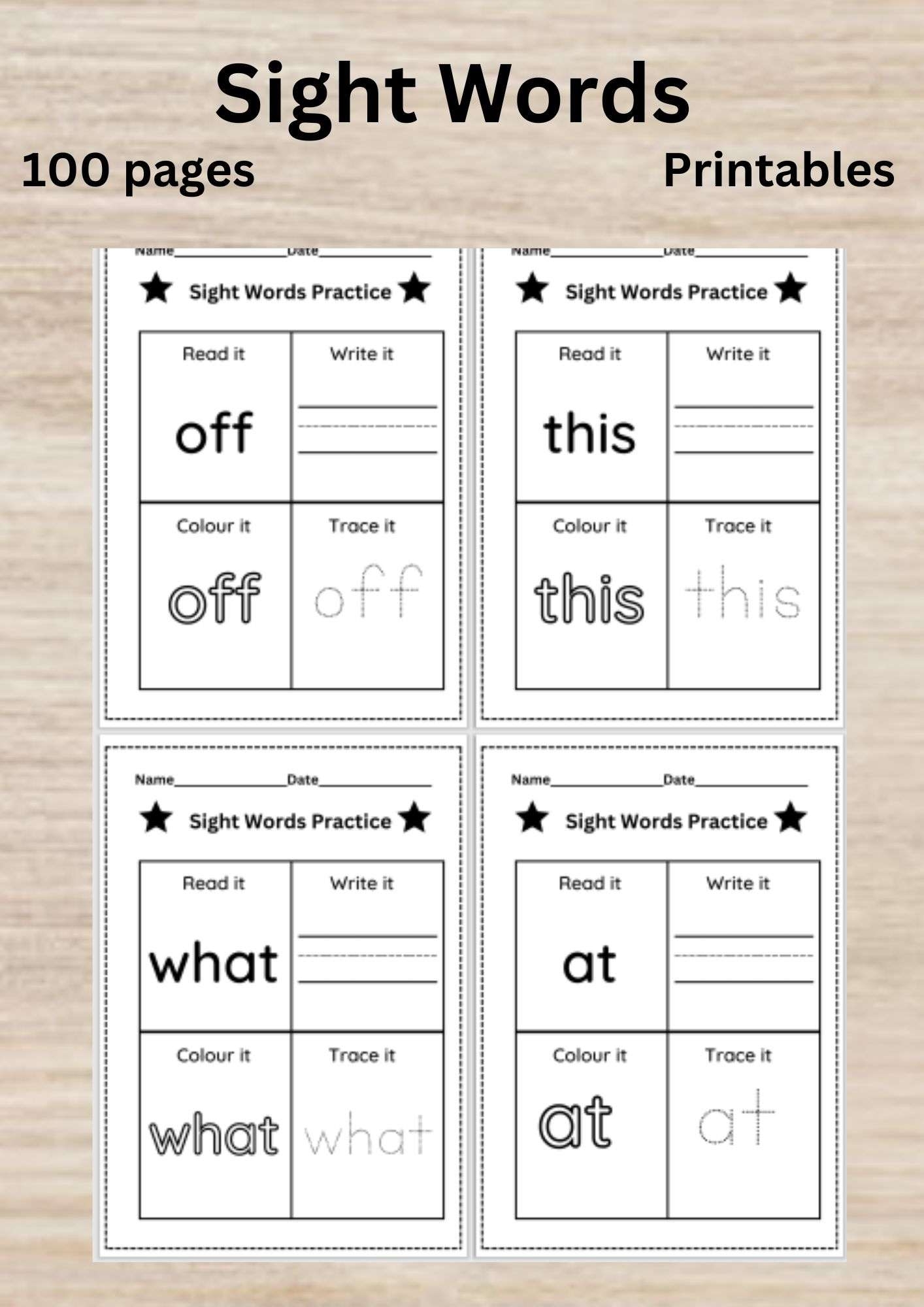 free printable sight word worksheet