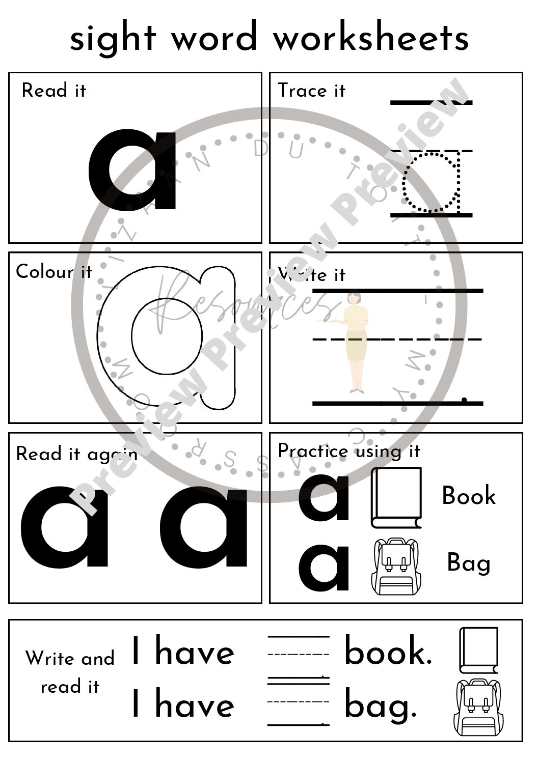 sight word at worksheet