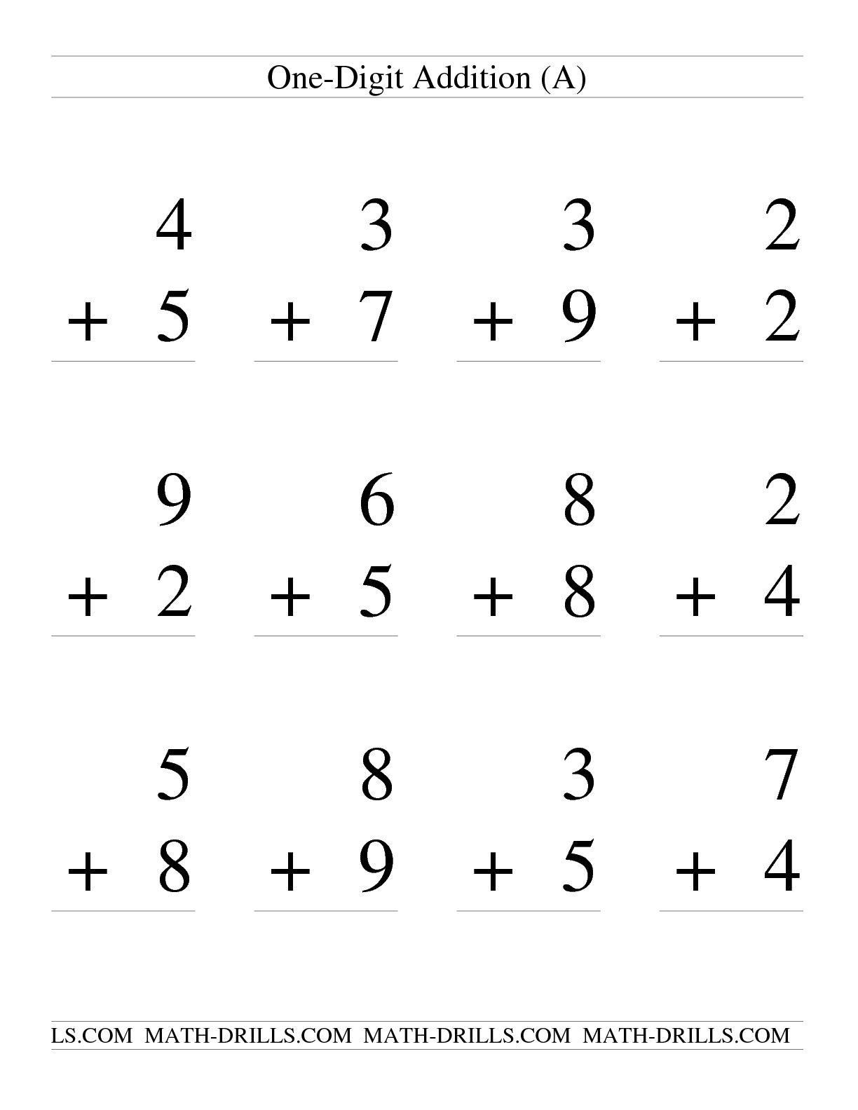 one digit addition