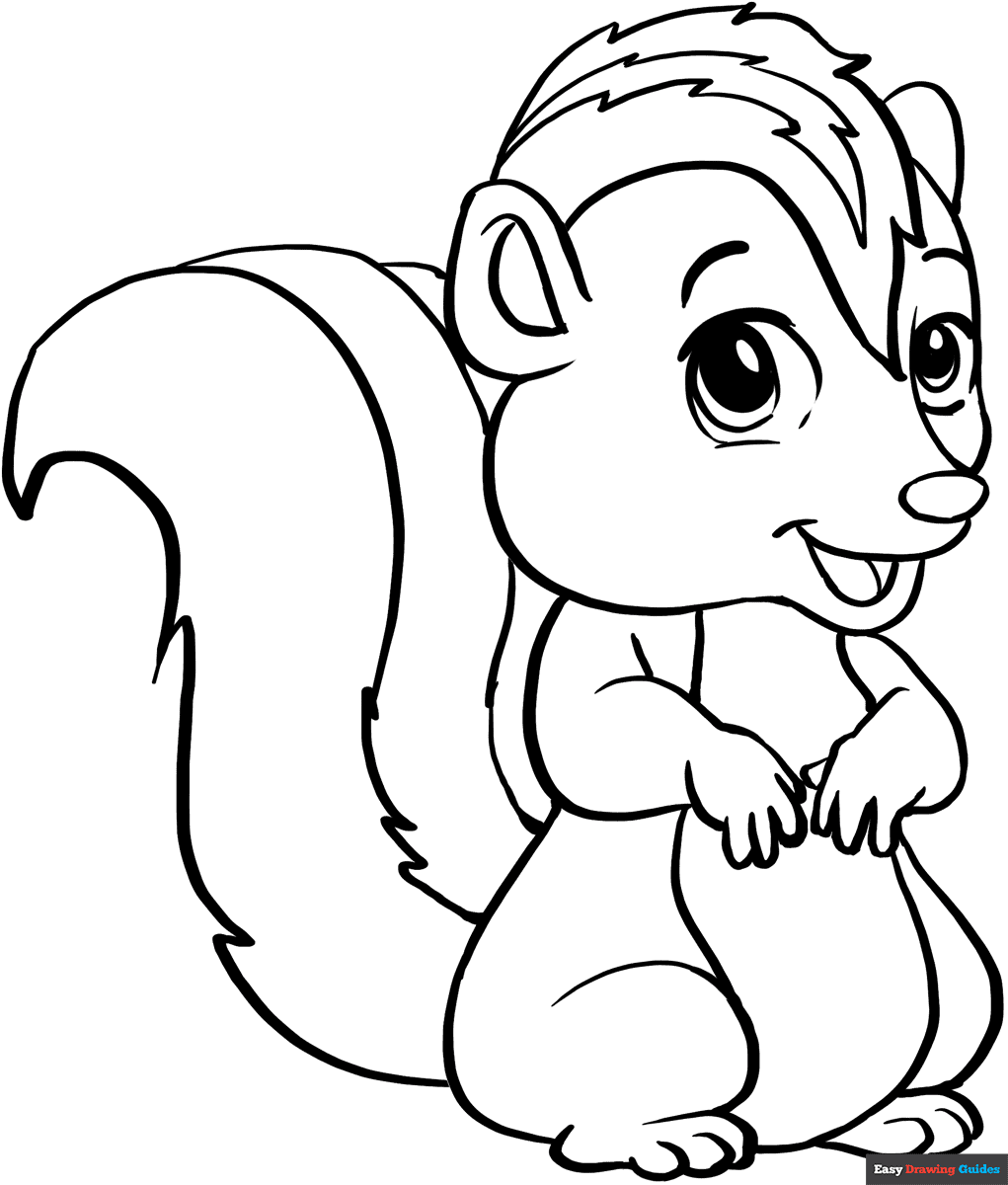 Skunk Coloring Page Easy Drawing Guides