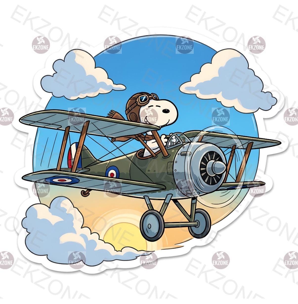 snoopy on a plane