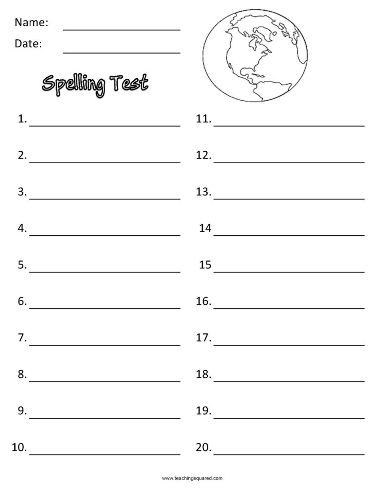 template for spelling test