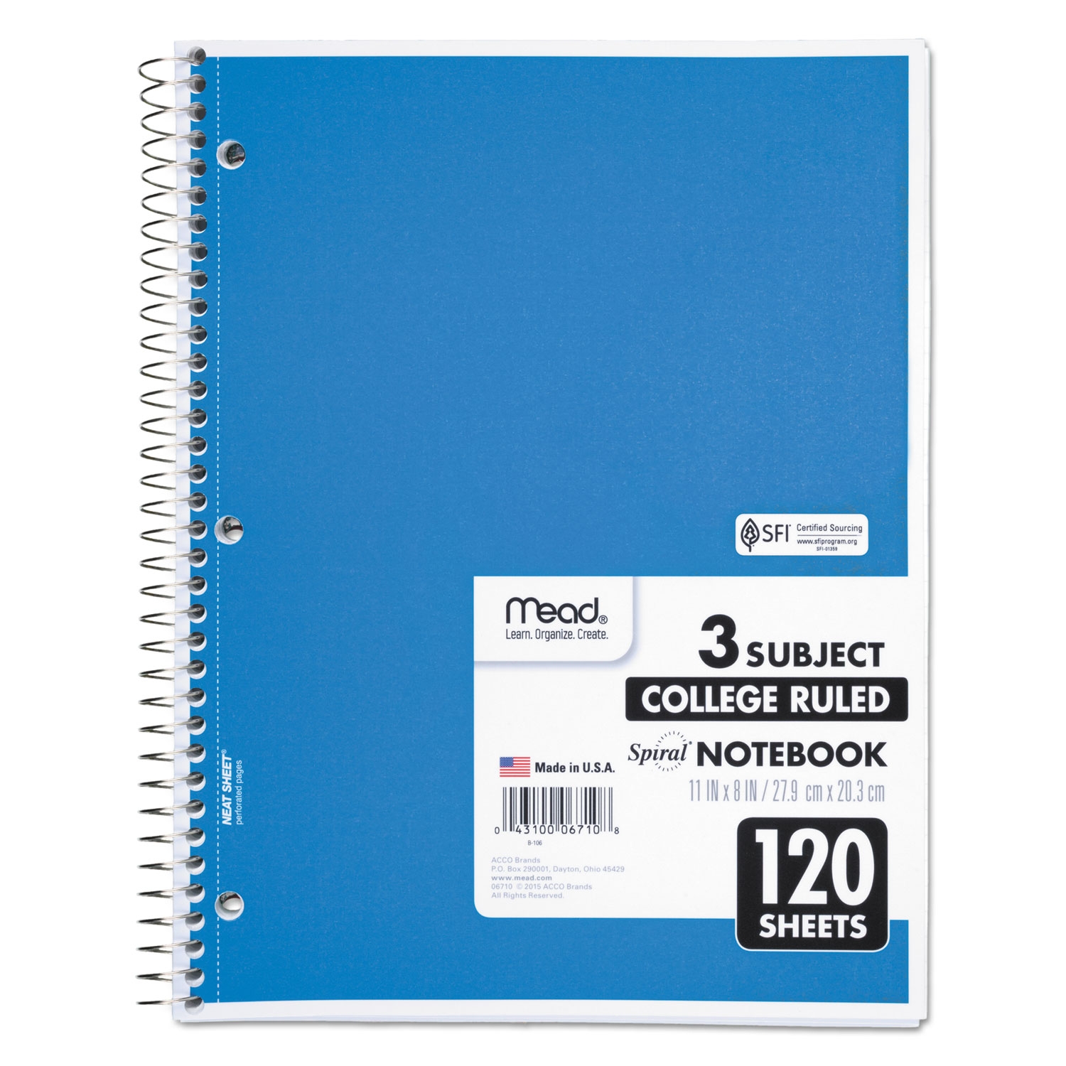 Spiral Notebook 3 Subject Medium College Rule Randomly Assorted Cover Color 120 11 X 8 Sheets American Warehouse