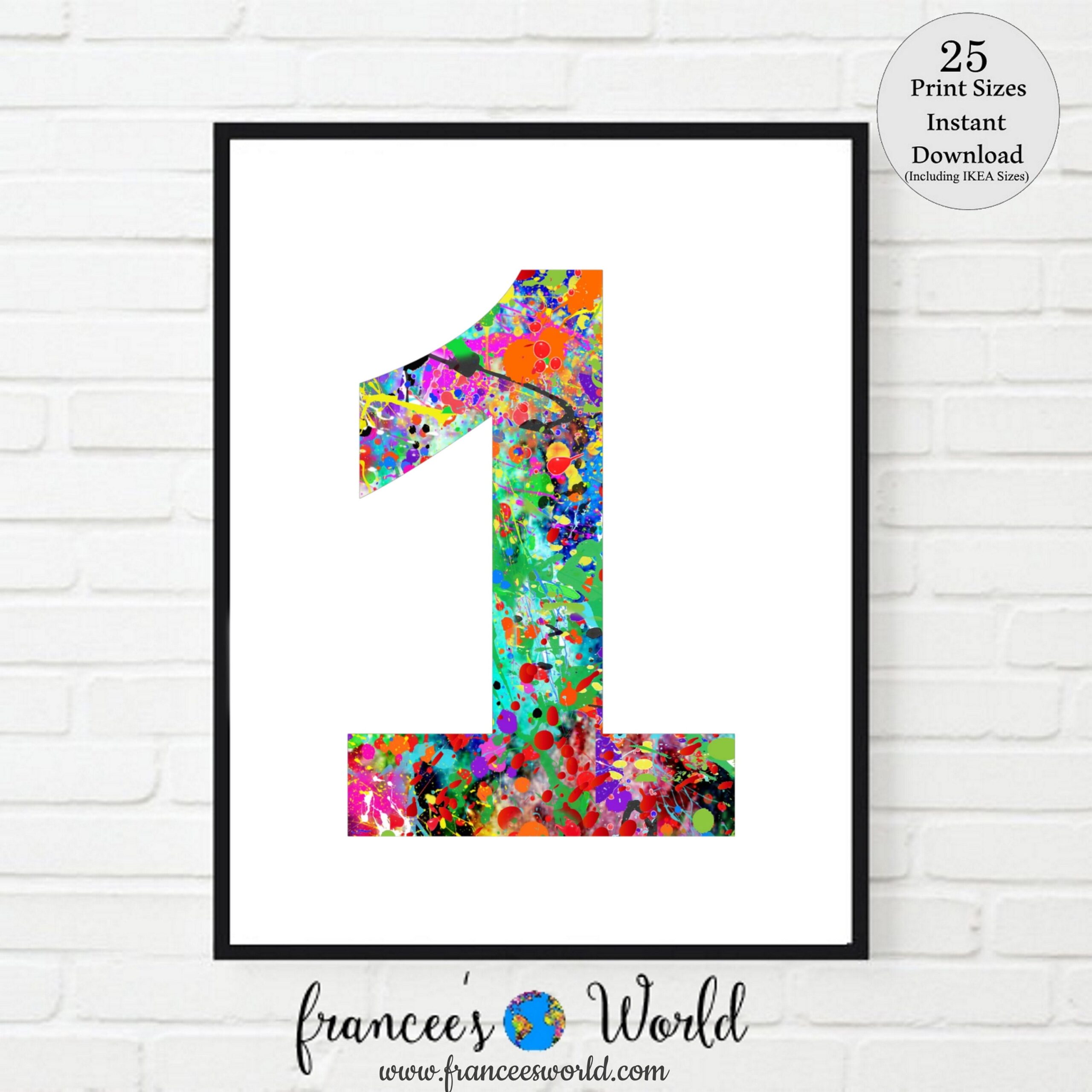 Sport Art Print Number One Watercolor Print Colorful Kids Room Art digital Download Etsy Ireland