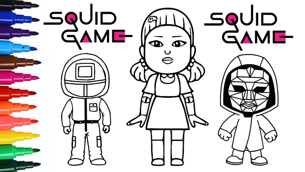 squid game doll coloring pages