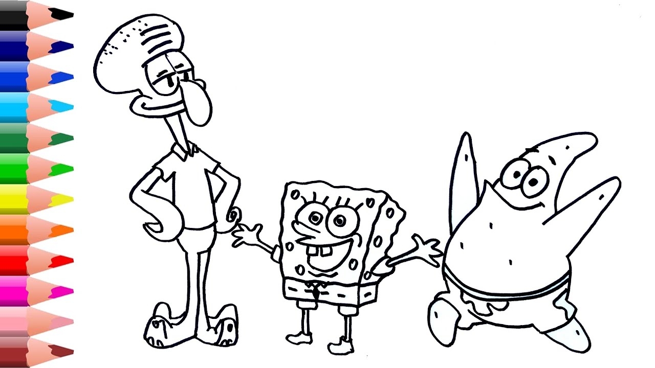 Squidward Tentacles SpongeBob And Patrick Star Coloring Page Spongebob Squarepants Drawing YouTube