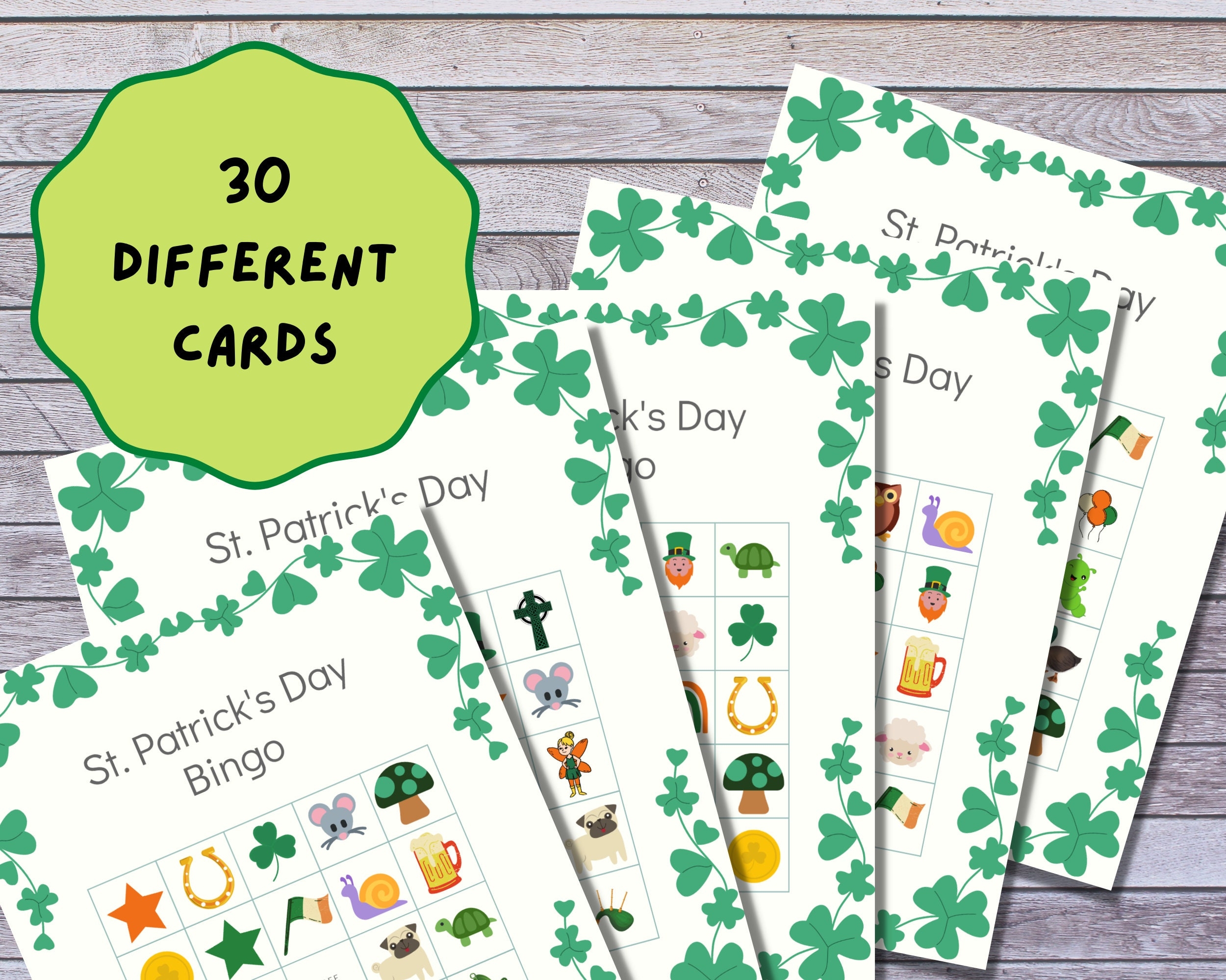 St Patrick s Day Bingo Card Printables Bingo Cards St Patrick s Day PDF St Patrick s Bingo Printable Bingo Cards Instant Download Etsy