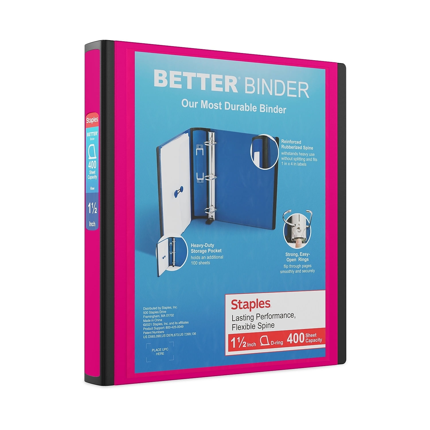 Staples 3 3 Ring Better Binder Pink 2 Pack ST55890 CCVS Walmart