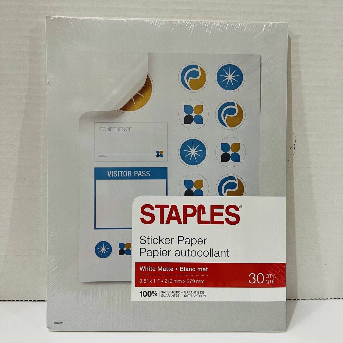 Staples Matte White Sticker Paper 8 5 X 11 30 Sheets 60069718 EBay